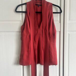 GUCCI size 40 unique orange/rose color  silk sleeveless BLOUSE with belt